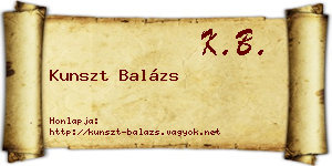 Kunszt Balázs névjegykártya